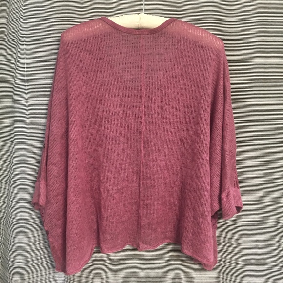 Italian Knit Mohair Sweater in Rose color with Lace Inset and Dolman Sleeve - Picture 2 of 8